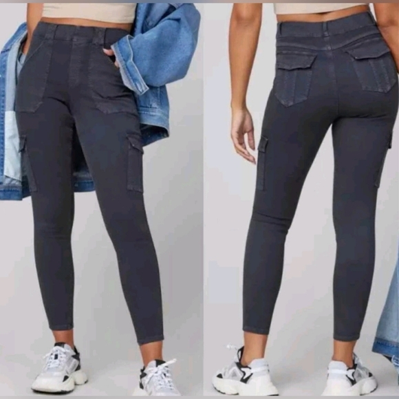 SPANX Pants - Spanx Petite Pants Stretch Twill Ankle Cargo Dark Gray‎